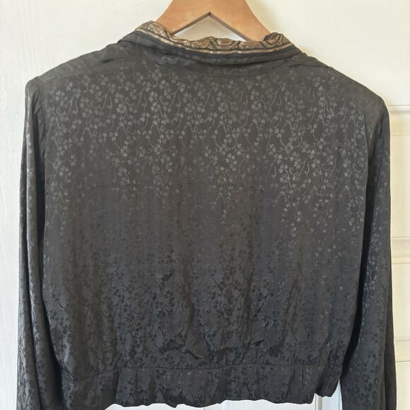 Vintage Womens Black Blazer Floral Gold Trim Size Med Retro 80s 90s Old‎ Money - Picture 7 of 9